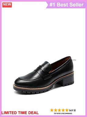 Penny Chunky Loafers Platform Slip-On Work Shoes Faux Leather